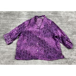 French Laundry Top Womens 1X Purple Semi Sheer Button Up‎ Casual